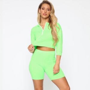 Fashion Nova Chicago Short Set Neon Green